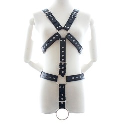 leather full body harness with cock ring