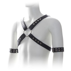 male chest harness with arm cuffs