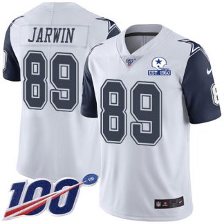 Nike Dallas Cowboys #89 Blake Jarwin White Men's Stitched With Established In 1960 Patch NFL Limited Rush 100th Season Jersey