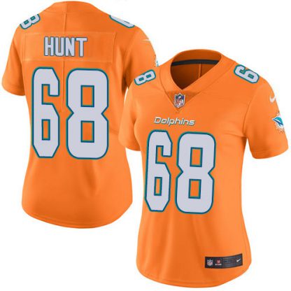 Nike Miami Dolphins #68 Robert Hunt Orange Women's Stitched NFL Limited Rush Jersey